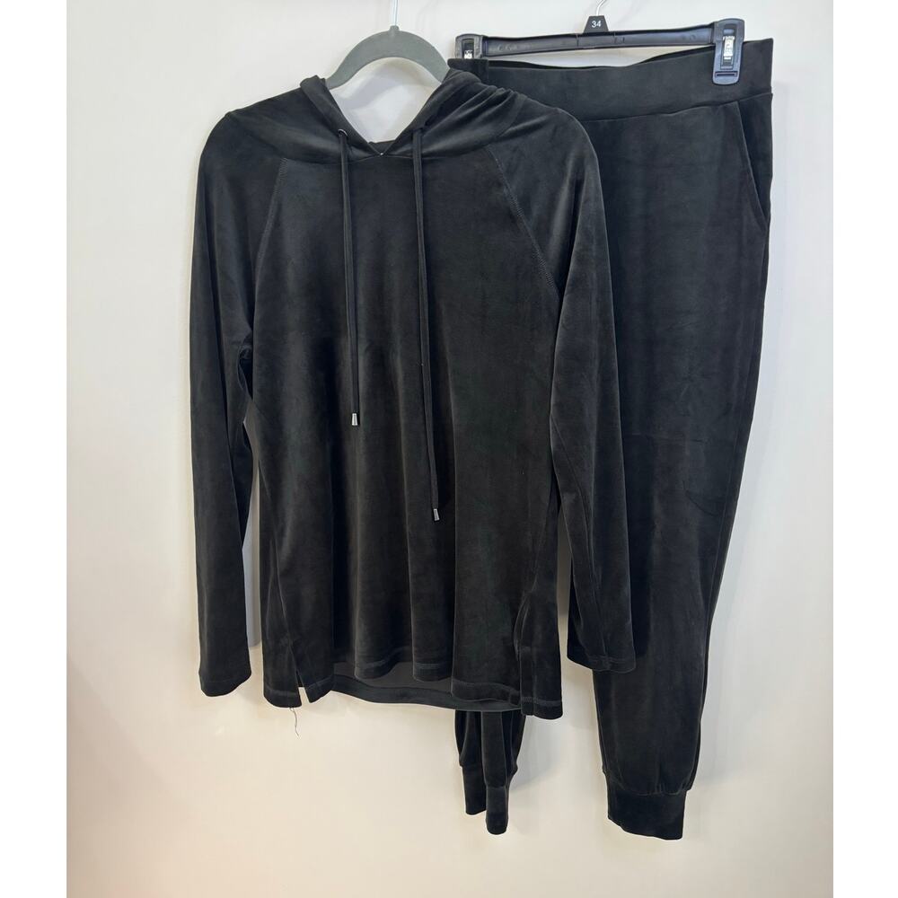 Cable & Gauge black velour hoodie & jogger set/tracksuit soft athleisure, casual